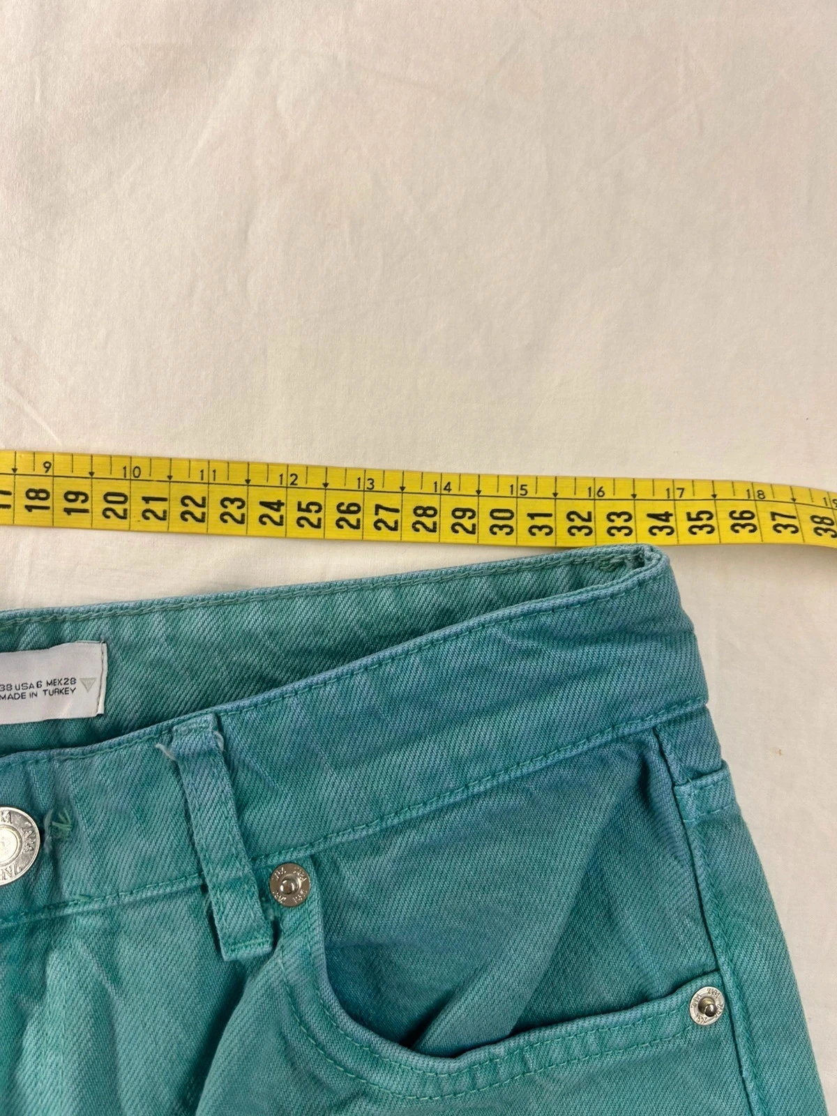 Zara blue green flared wide leg jeans size 38 vintage – photo 10